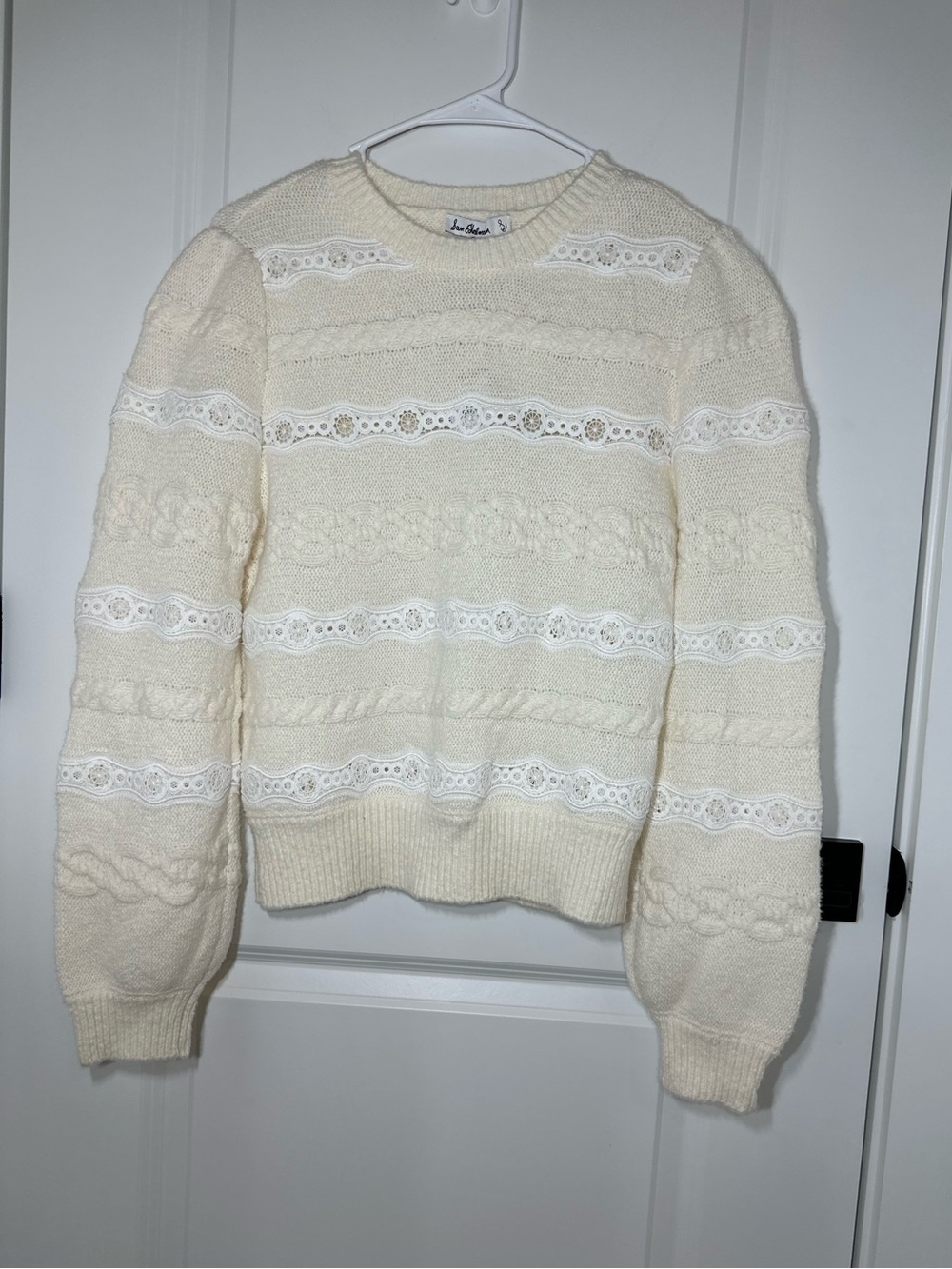 Sam Edelman Women's Jette Cable Lace Sweater